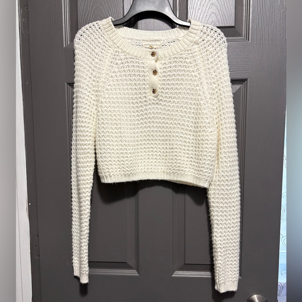 Aeropostale Cream Cropped Sweater